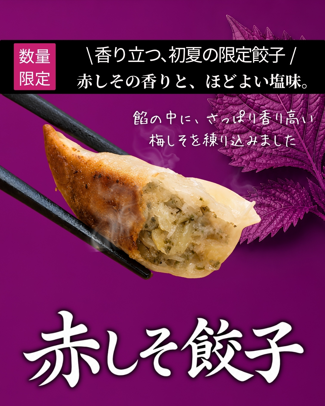 浜松弐輪舎餃子の赤しそ餃子