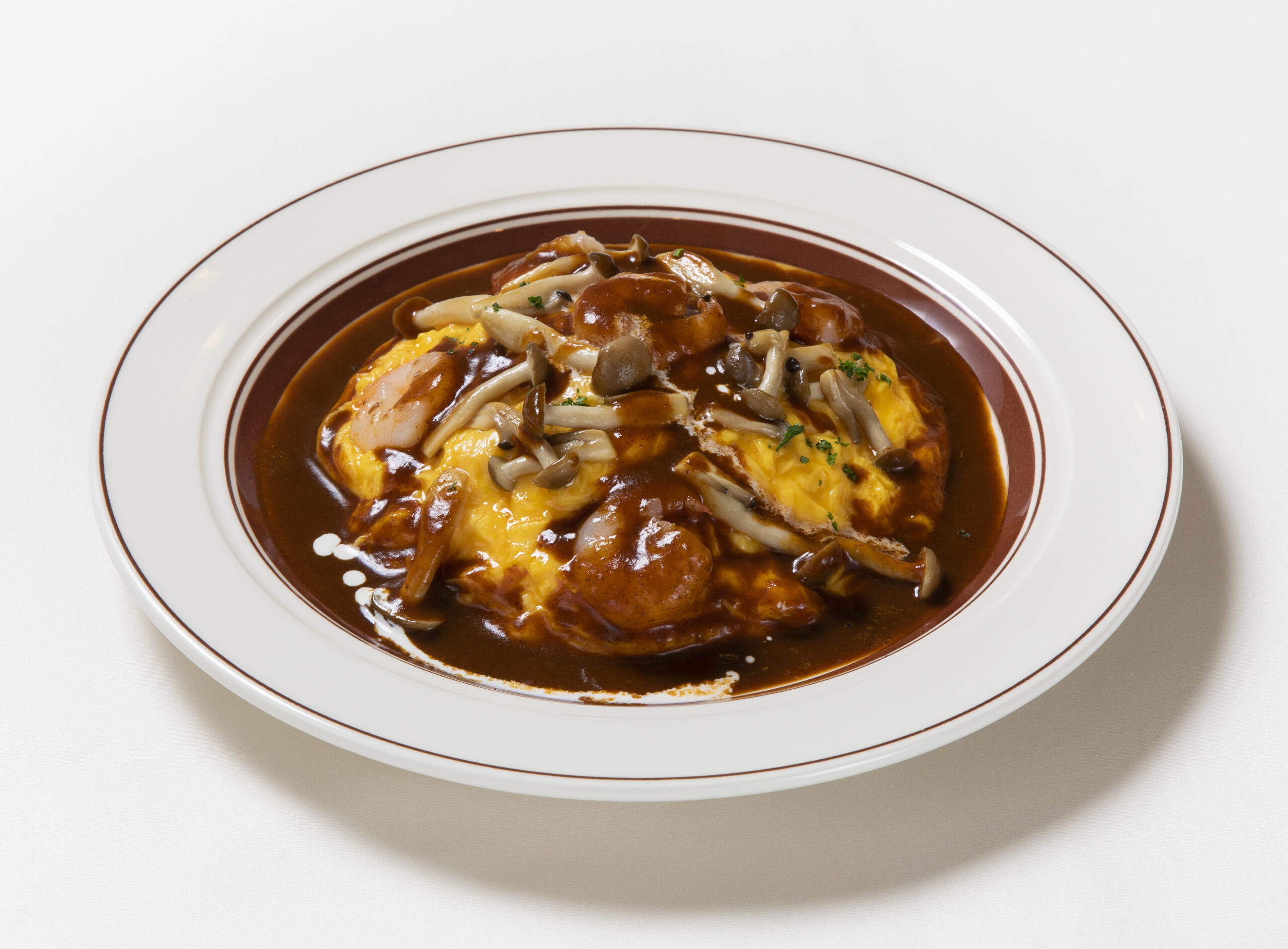 海老ときのこの半熟オムライス